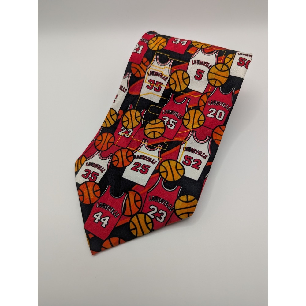 Win Lose Or Tie Necktie Mens OS Red Louisville Cardinals Basketball Silk NCAA